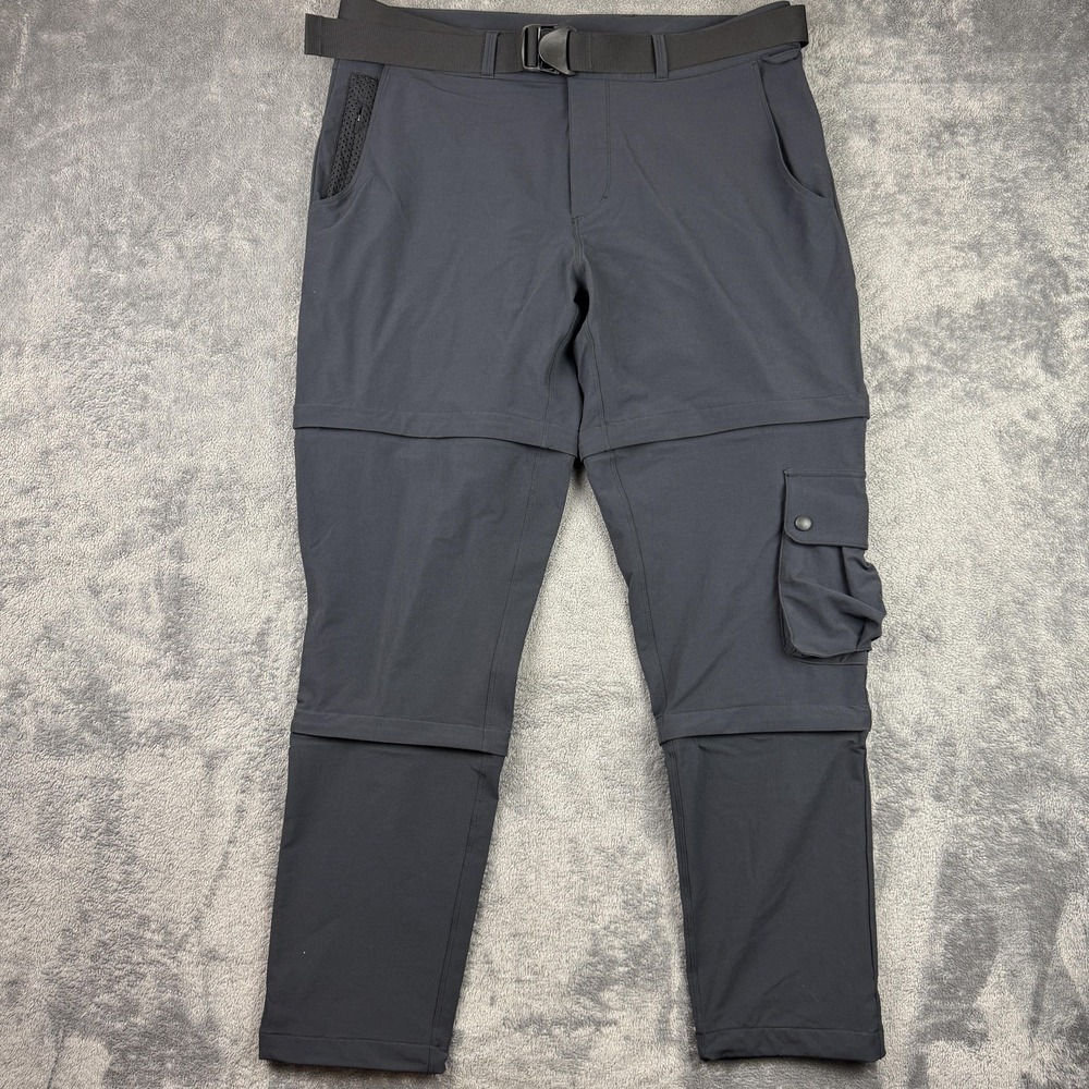 Outdoor Voices Pants Mens XL Grey Belted Cargo Stretch Nylon Hiking Pockets